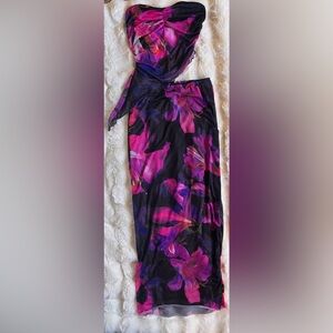 strapless open back dress Amsale Long Bridesmaid Dress Leif Liquid Satin main image 1